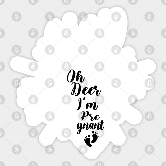 Oh Deer I'm Pregnant Gift, Christmas Pregnancy Announcement, Funny Pregnancy Announcement Sticker by WassilArt